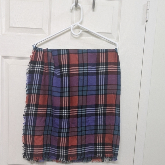 Red and purple plaid COACH wool blanket scarf NWT - Picture 3 of 6